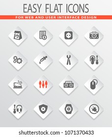 Electronic repair flat icons set for web sites and user interface