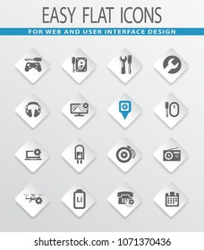 Electronic repair flat icons set for web sites and user interface