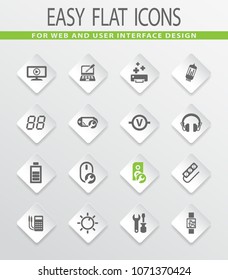 Electronic repair flat vector icons for user interface design