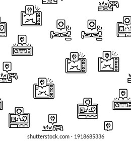 Electronic Repair Vector Seamless Pattern Thin Line Illustration