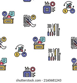 Electronic Repair Vector Seamless Pattern Thin Line Illustration