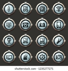 Electronic repair vector stylish round buttons for mobile applications and web