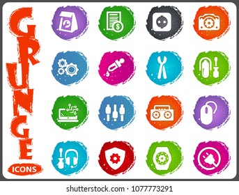 Electronic repiar grunge icons set for web sites and user interface