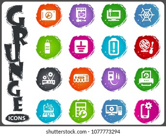 Electronic repiar grunge icons set for web sites and user interface