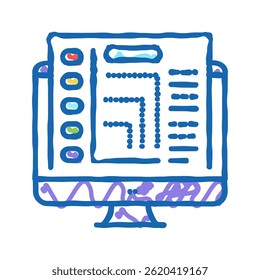 Vector de dibujo de icono de doodle de informe electrónico. Muestra de informe electrónico. Ilustración de símbolo aislado