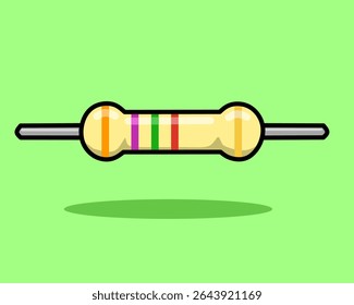 Electronic Resistor Component with Color Bands Illustration