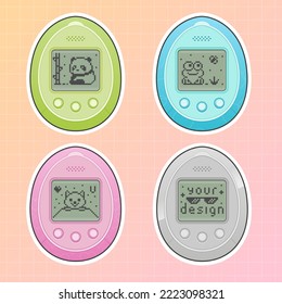 Electronic retro game. Isolated cartoon vector illustration set.