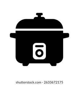 Electronic rice cooker black icon isolated on white back ground.
