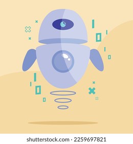 electronic robot floating tech character