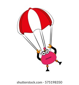 electronic robot with parachute card icon