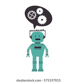 electronic robot with speech bubble card icon