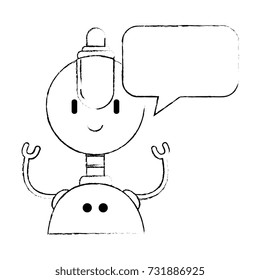 electronic robot with speech bubble character