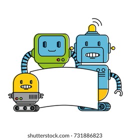 electronic robots with banner characters
