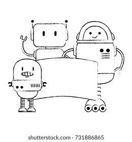 electronic robots with banner characters