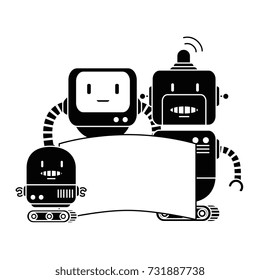 electronic robots with banner characters