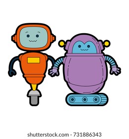 electronic robots characters icon