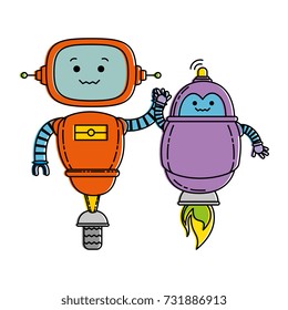 electronic robots characters icon