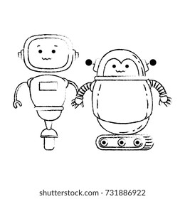 electronic robots characters icon