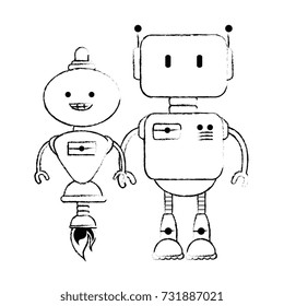 electronic robots characters icon