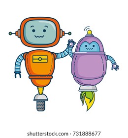 electronic robots characters icon