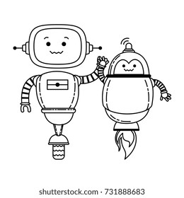 electronic robots characters icon