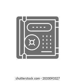 Electronic safe, personal protection, cryptography grey icon.