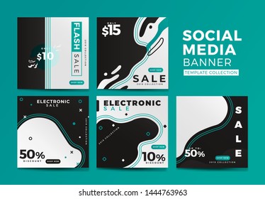 Electronic Sale Social Media Banner Template Collection with Fluid Style