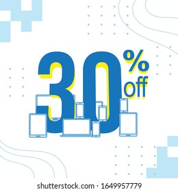 descuento electrónico de ventas 30% ilustración vectorial eps 10
