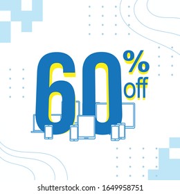 descuento electrónico de ventas 60% ilustración vectorial eps 10
