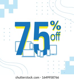 descuento electrónico de ventas 75% ilustración vectorial eps 10