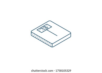 electronic scales, fitness, health isometric icon. 3d vector illustration. Isolated line art technical drawing. Editable stroke