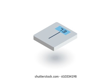 electronic scales, fitness, health isometric flat icon. 3d vector colorful illustration. Pictogram isolated on white background