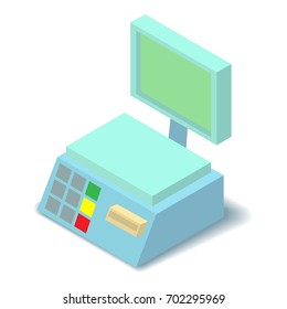 Electronic scales icon. Isometric illustration of electronic scales vector icon for web