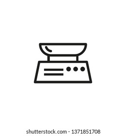 Electronic scales line icon. Kitchen, device, bowl. Weight concept. Vector illustration can be used for utensil, cooking, food, diet, retail equipment