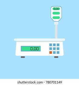 Electronic scales for products. Vector illustration.