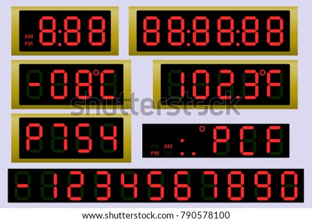 Electronic scoreboard clock and thermometer.