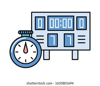 electronic scoreboard sport and chronometer vector illustration design