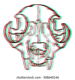 Electronic seamless cat skull  background. White background.