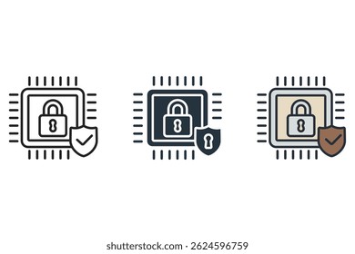electronic security system icons isolated on White Background. Flat style design