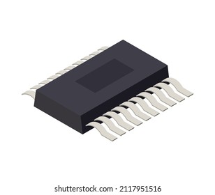 Electronic semiconductor microchip isometric icon 3d vector illustration