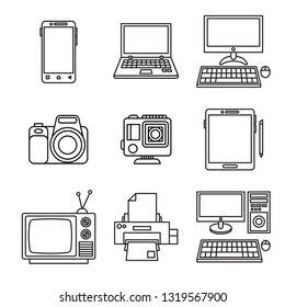 electronic set icon vector modern concept, outline design, simple style