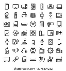 Electronic Set With Outline Icon Vector