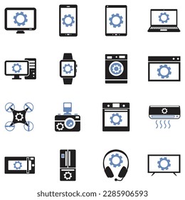 Iconos de configuración electrónica. Diseño Plano De Dos Tonos. Ilustración vectorial.