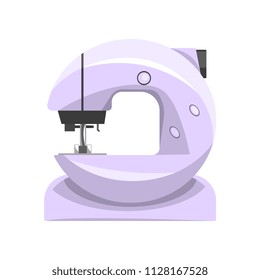 Electronic sewing machine, modern equipment of dressmaker vector Illustration on a white background