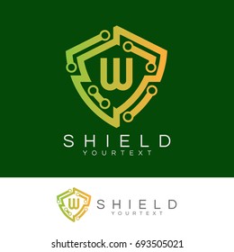 electronic shield initial Letter W Logo design