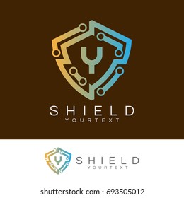 electronic shield initial Letter Y Logo design