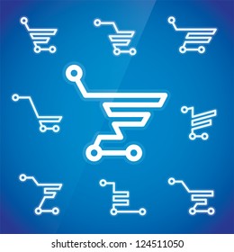 Electronic Shopping Cart Illustration, Sign, Symbol, Button, Badge, Icon, Logo for Family, Baby, Children, Teenager, People