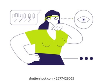 Electronic sight abstract concept vector illustration. Girl wearing smart glasses for people with poor eyesight, electronic eyewear, helping kids with disabilities with bionics abstract metaphor.