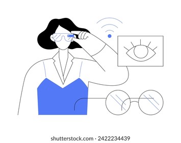 Electronic sight isolated cartoon vector illustrations. Girl wearing smart glasses for people with poor eyesight, electronic eyewear, helping kids with disabilities with bionics vector cartoon.