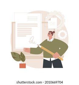 Electronic signature abstract concept vector illustration. E-signature template, e-sign consent agreement, secure identification and encryption, seamless transaction, private key abstract metaphor.